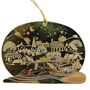 Vintage Hallmark 1982 Christmas Holiday Ornament Dimensional Etched Sleigh Ride